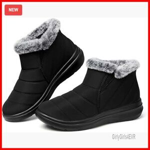 Women's Waterproof Winter Boots Slip On Ankle Fur Lined Insulated Snow Shoes